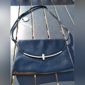 Vintage Jane Shilton Black Leather Purse Handbag, Shoulder Bag, Made in …